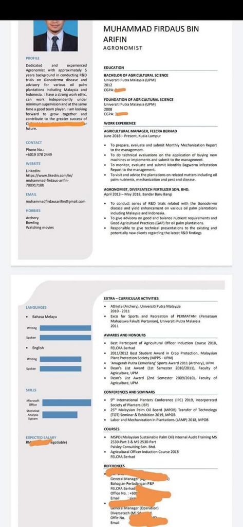 Resume Mohon Kerja Resume Terbaik Contoh Resume Bahasa Melayu Lengkap