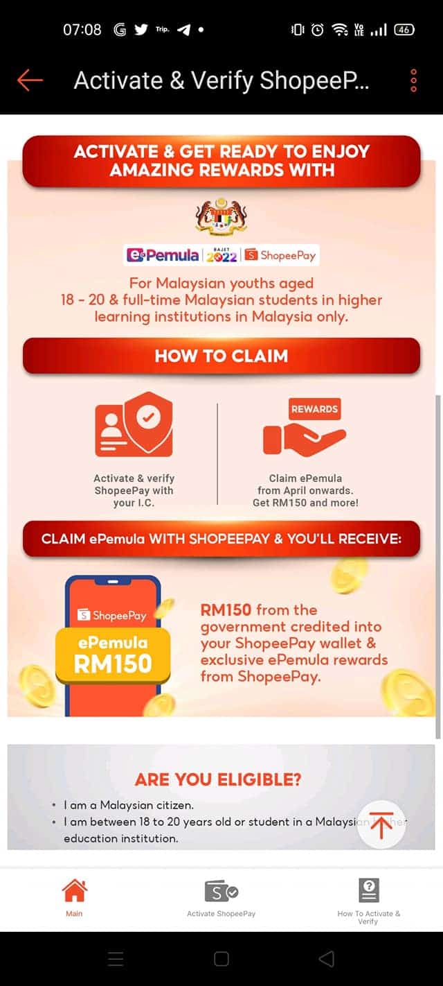 EPemula Shopee Cara Tebus Guna Kredit RM150 Melalui ShopeePay