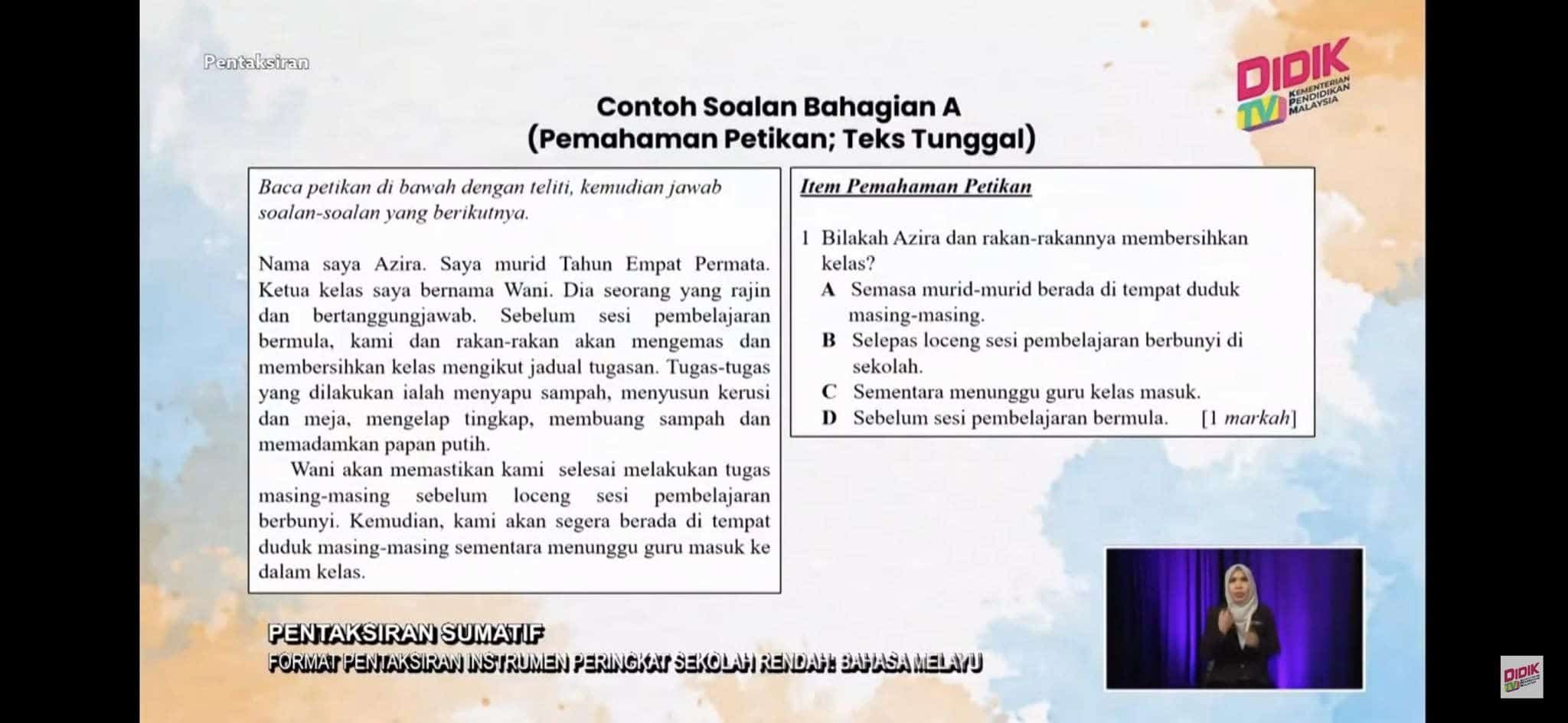 Format UASA Bahasa Melayu Sekolah Rendah