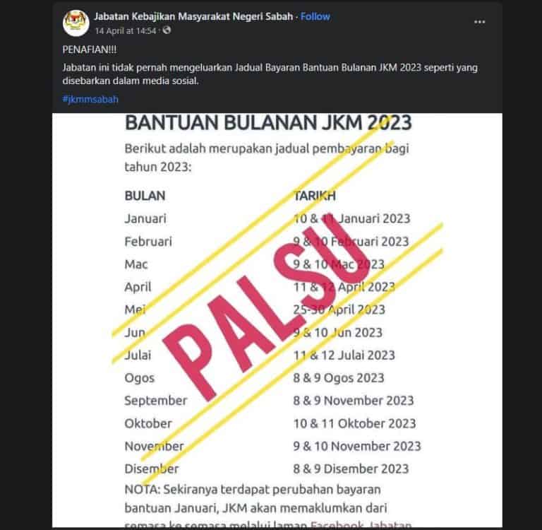 Tarikh Jadual Bayaran Bulanan Bantuan Jkm