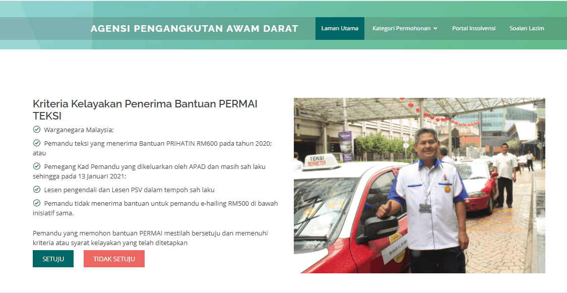 Semakan Bantuan PERMAI RM500 Untuk Pemandu Teksi, Bas & eHailing