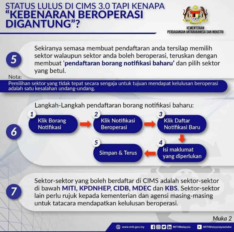 CIMS MITI: Semakan Status & Pendaftaran Syarikat Beroperasi PKP