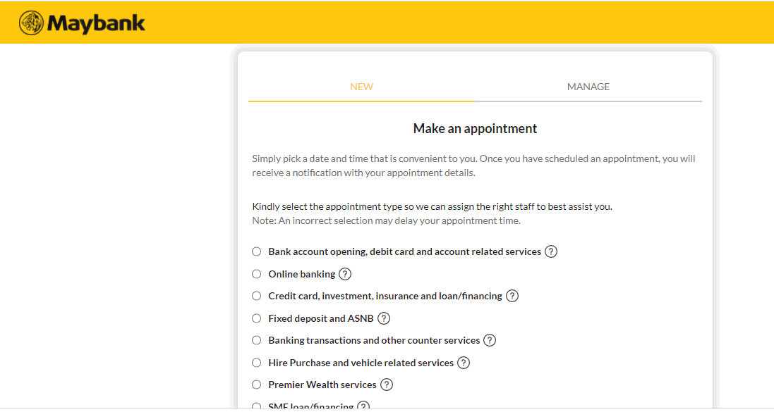 Maybank2u appointment online