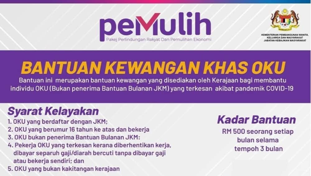 Permohonan Bantuan Khas Oku Pemulih Rm500 3 Bulan Jkm