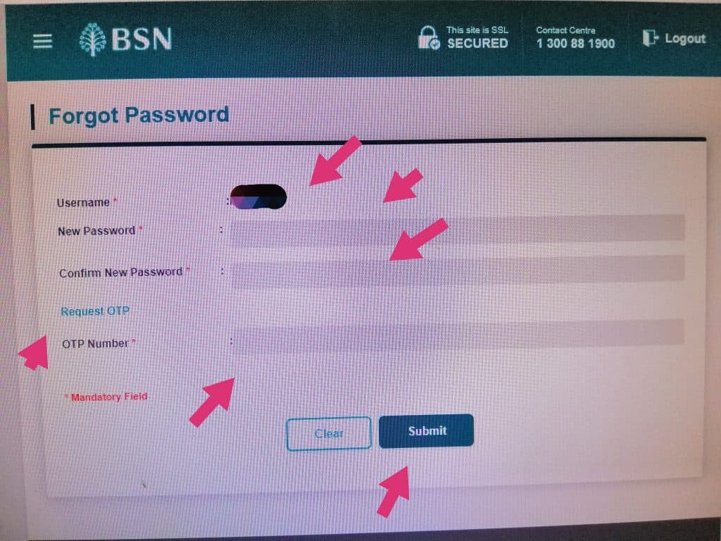 lupa password bsn online