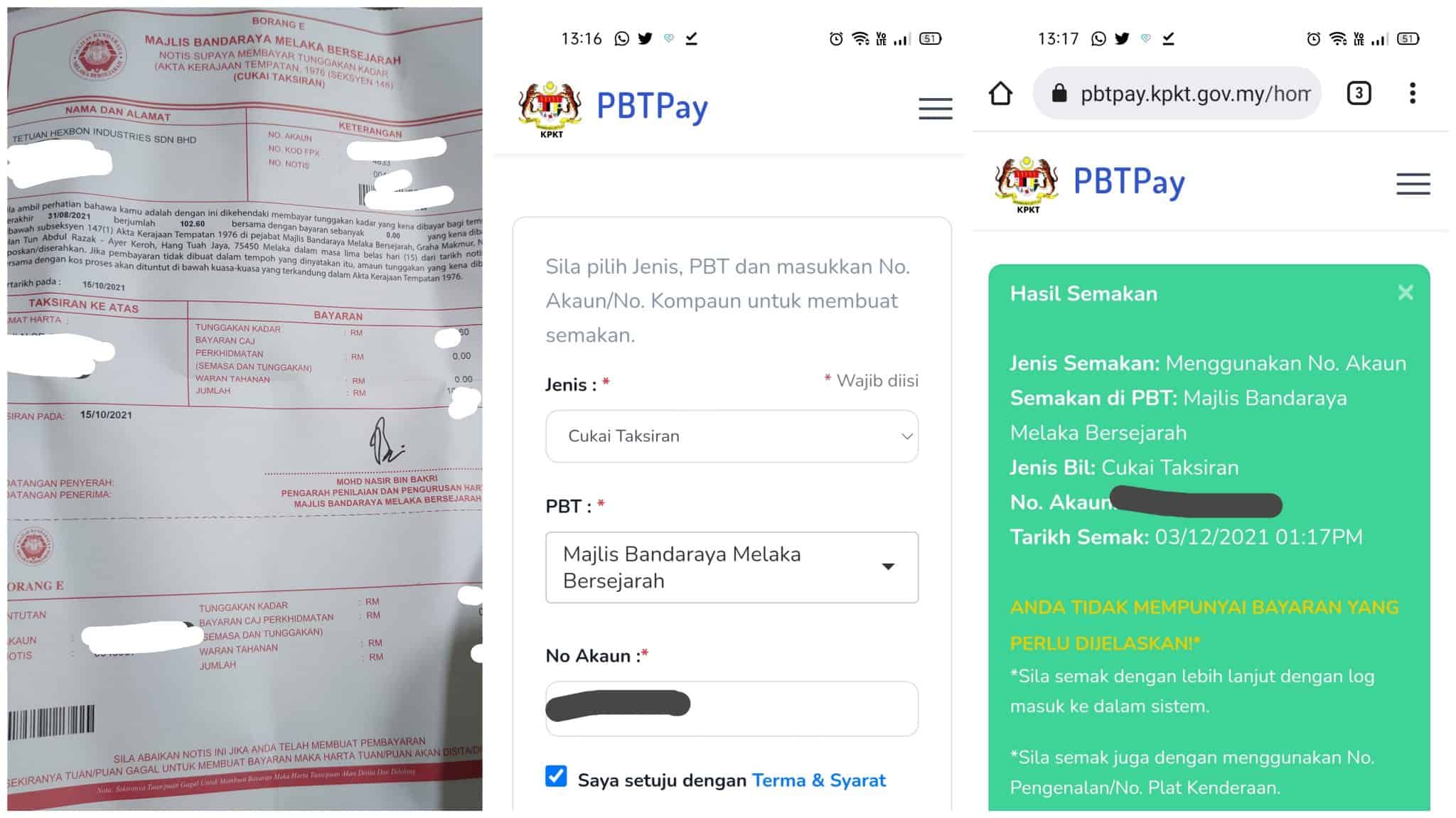 PBTPay: Cara Bayar Cukai Taksiran / Cukai Pintu Online