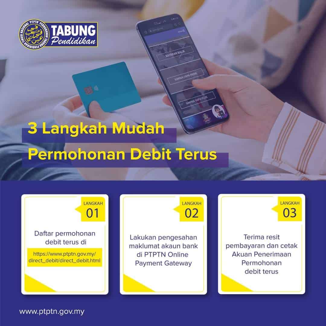 Cara Daftar Bayaran Balik PTPTN Secara Direct Debit Online