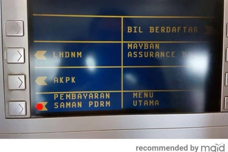 Cara Bayar Saman PDRM Melalui Mesin ATM Maybank