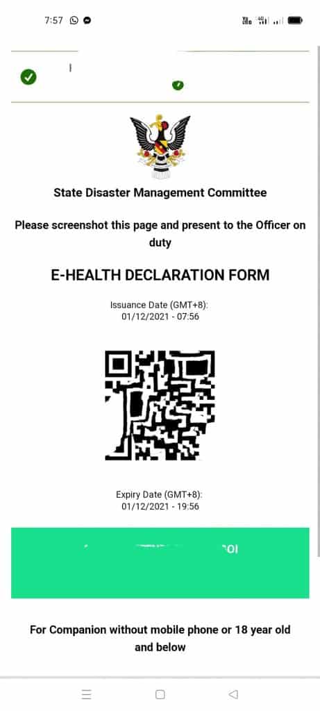 E health declaration sabah