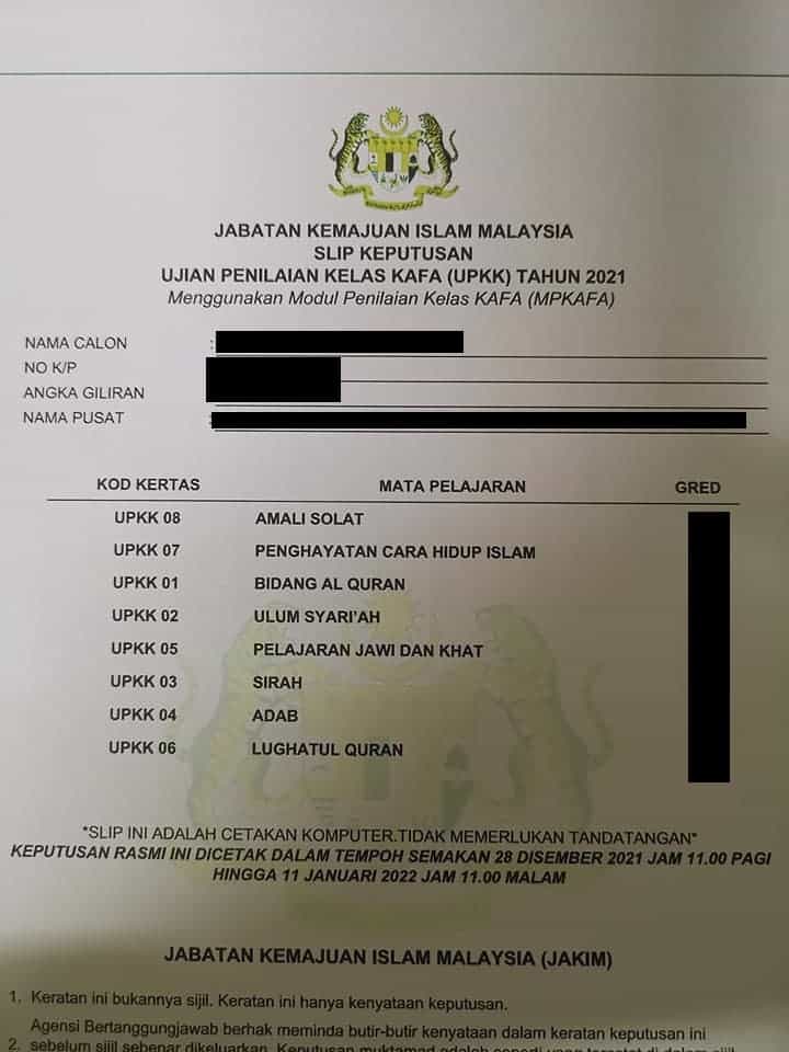 Cara semak keputusan upkk 2021