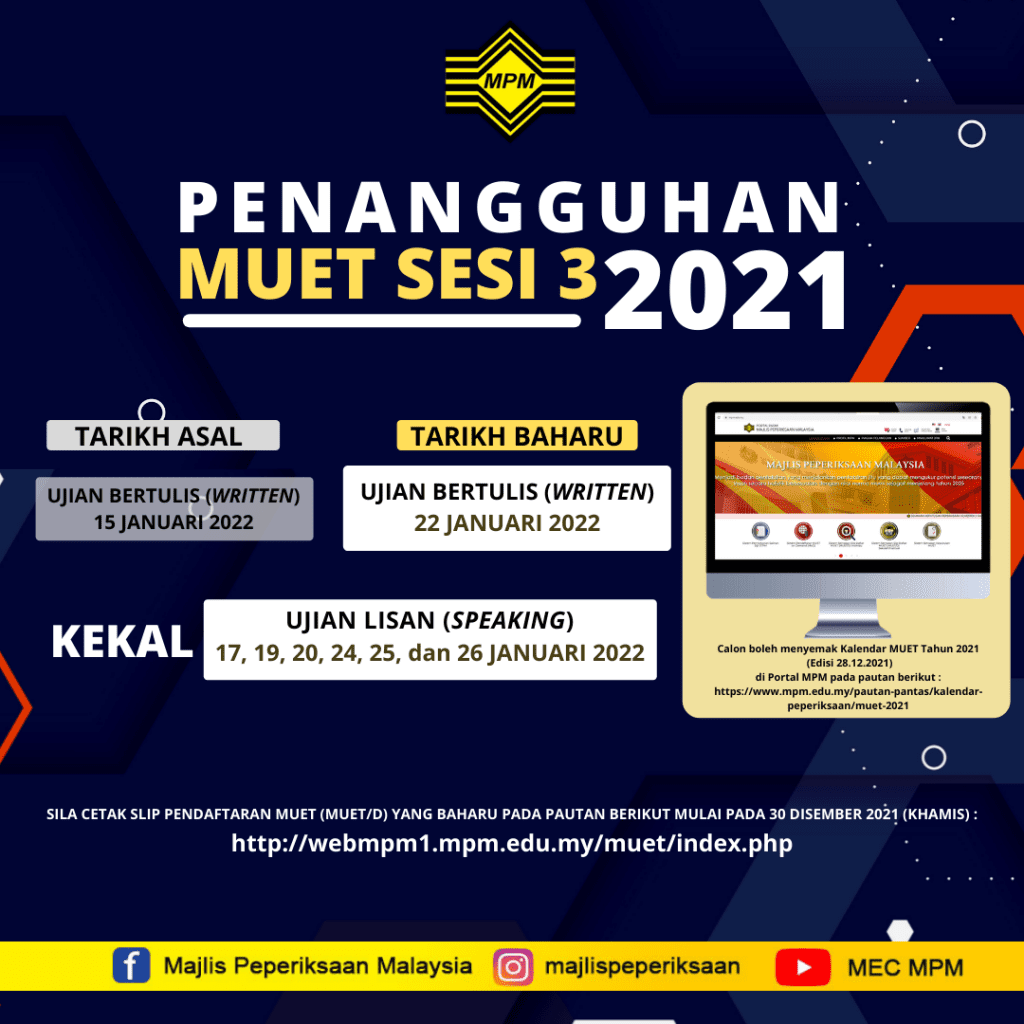 Muet 2022 timetable