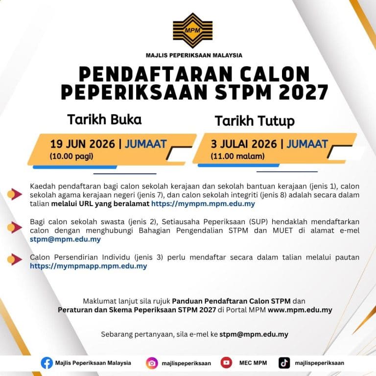 pendaftaran STPM 2027