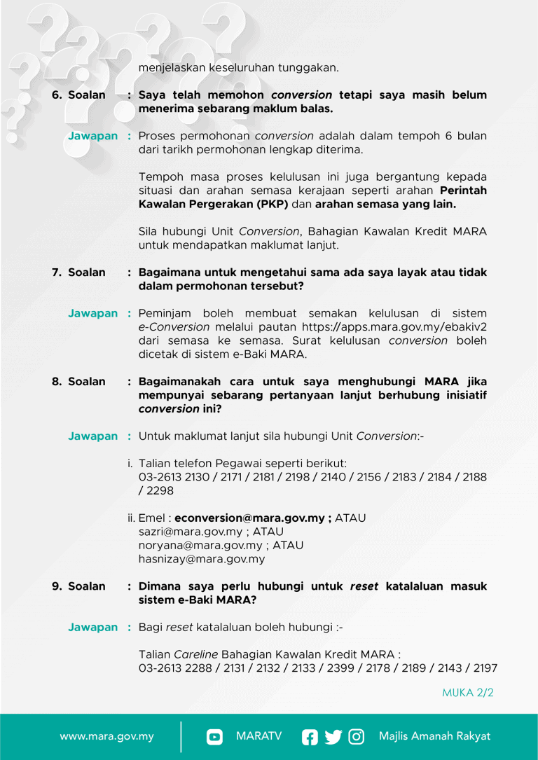 EConversion: Pengurangan Bayaran Balik Pinjaman Pelajaran MARA