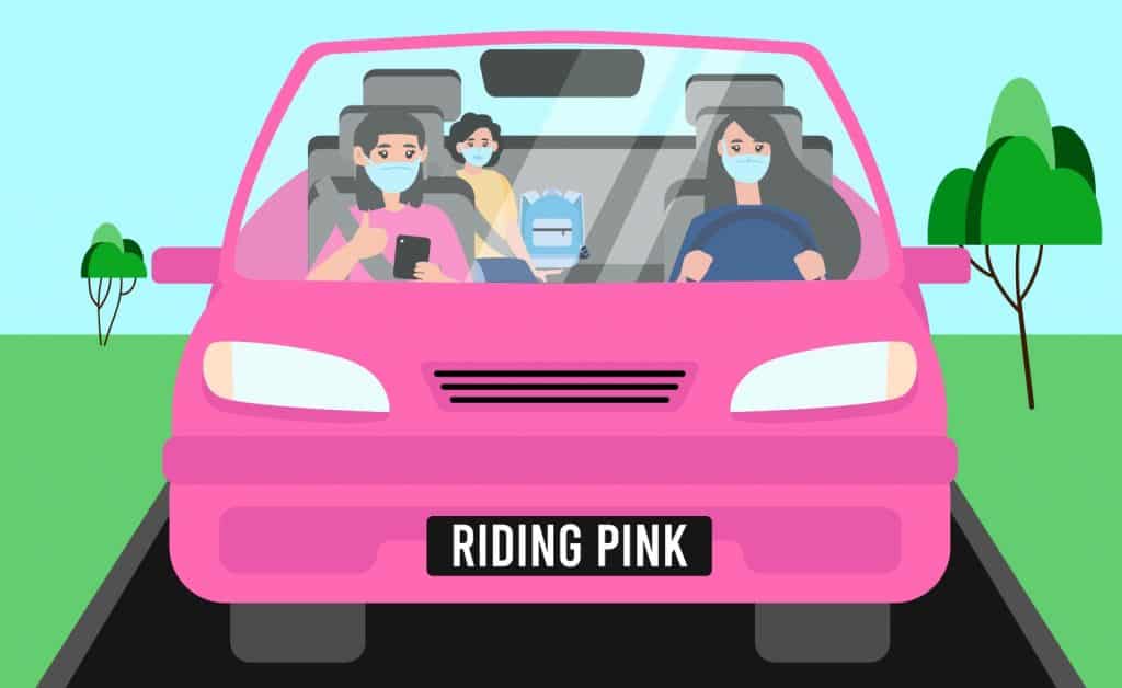 pemandu riding pink