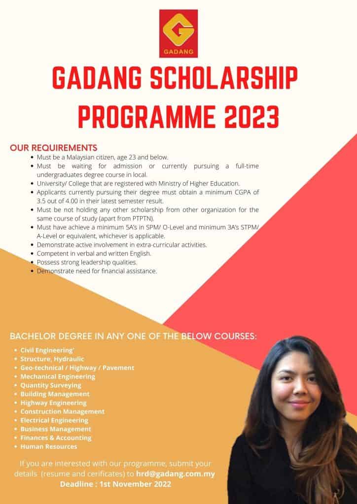 Gadang Scholarship Programme 2023 