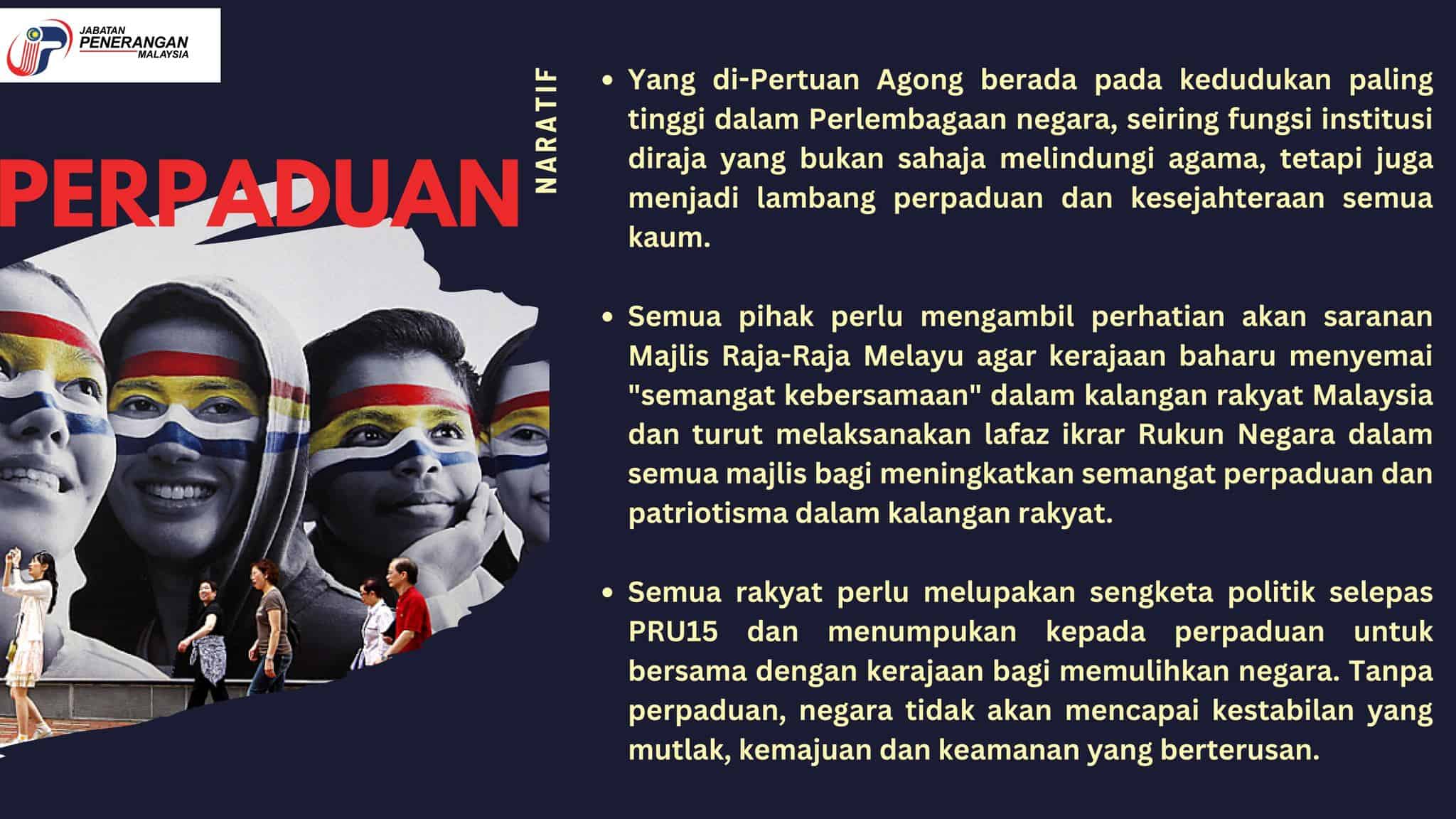 Maksud Kerajaan Perpaduan - Jabatan Penerangan Malaysia