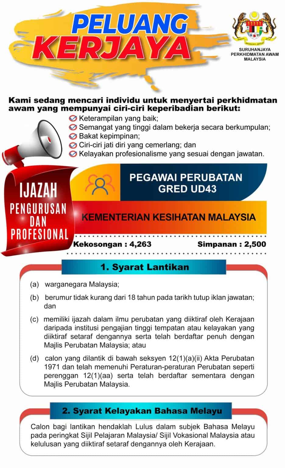 Jawatan Kosong Terkini KKM 2023 (4,914 Jawatan Tetap)