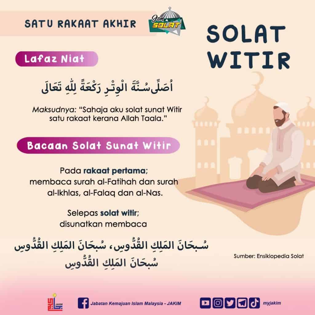 Solat Sunat Witir Niat Panduan Ringkas JAKIM