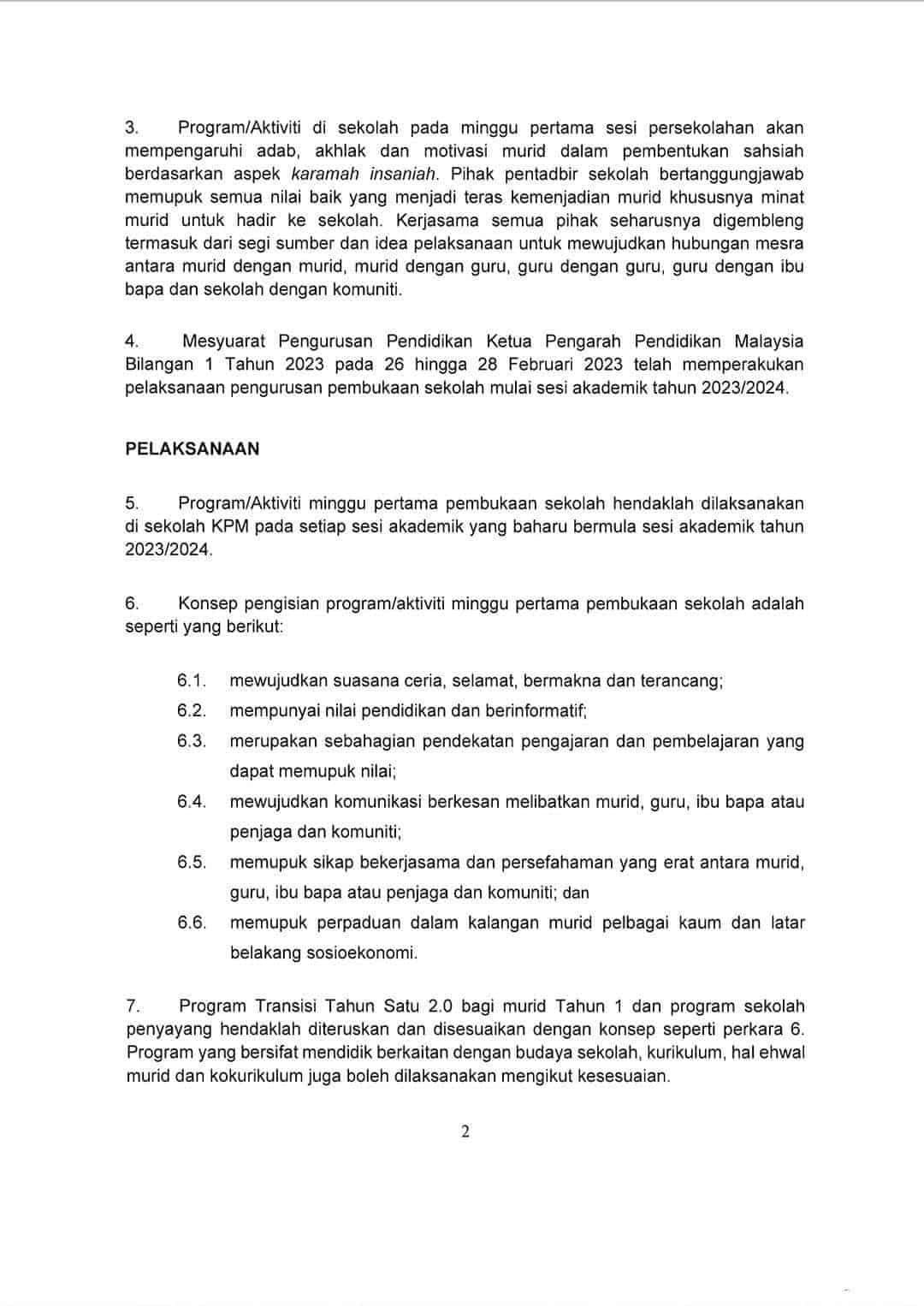 Pengisian Minggu Pertama Persekolahan KPM 2024/2025