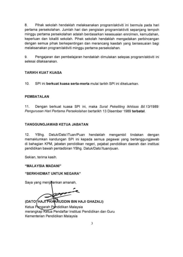 Pengisian Minggu Pertama Persekolahan KPM 2024/2025