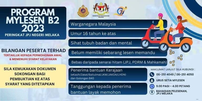 Pendaftaran Program MyLesen B2 2023 (Bantuan Lesen Percuma)