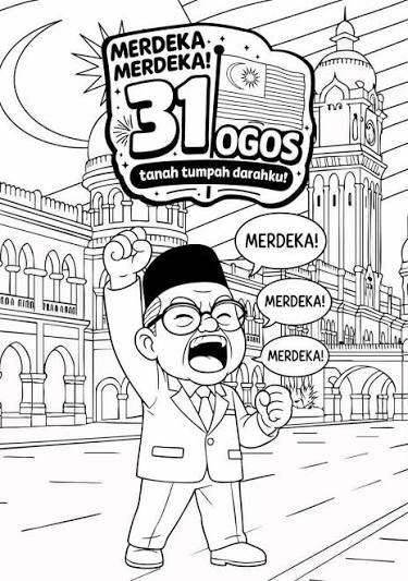 Gambar Mewarna Hari Merdeka