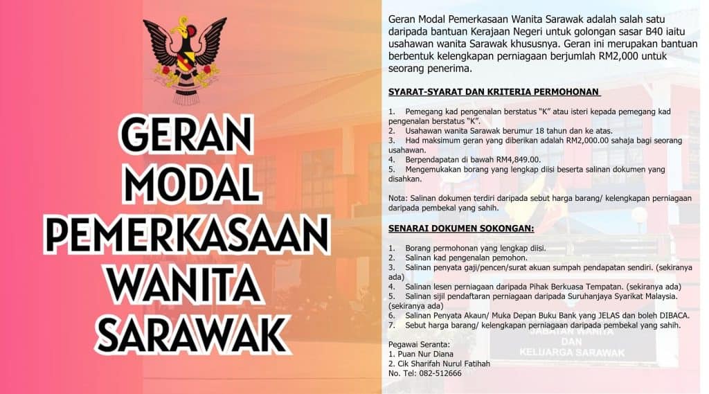 Geran Modal Pemerkasaan Wanita Sarawak - JWKS