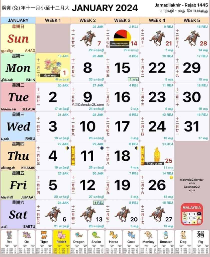 kalendar 2024 januari cuti