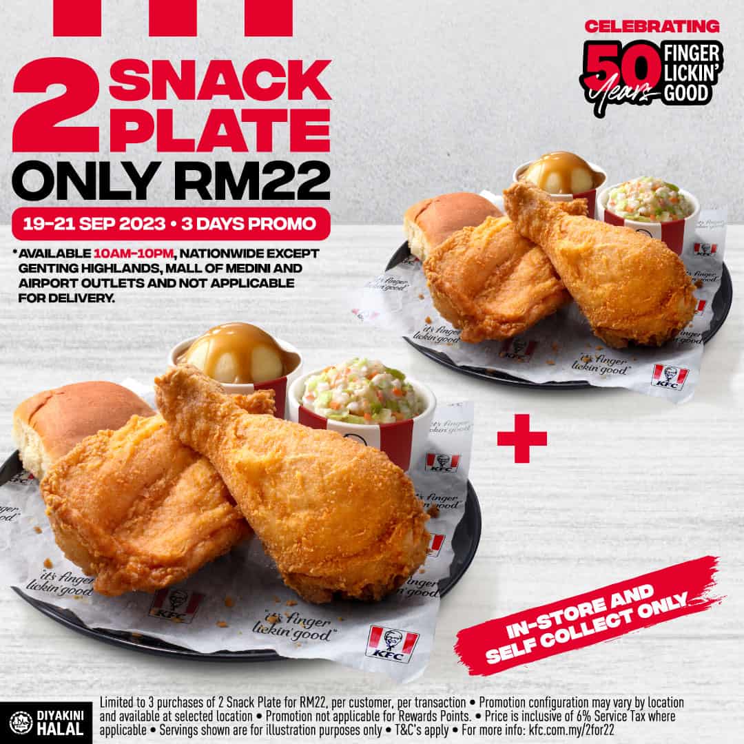 Promo KFC 50th Anniversary 2 Snack Plate RM22 1921 Sept 2023