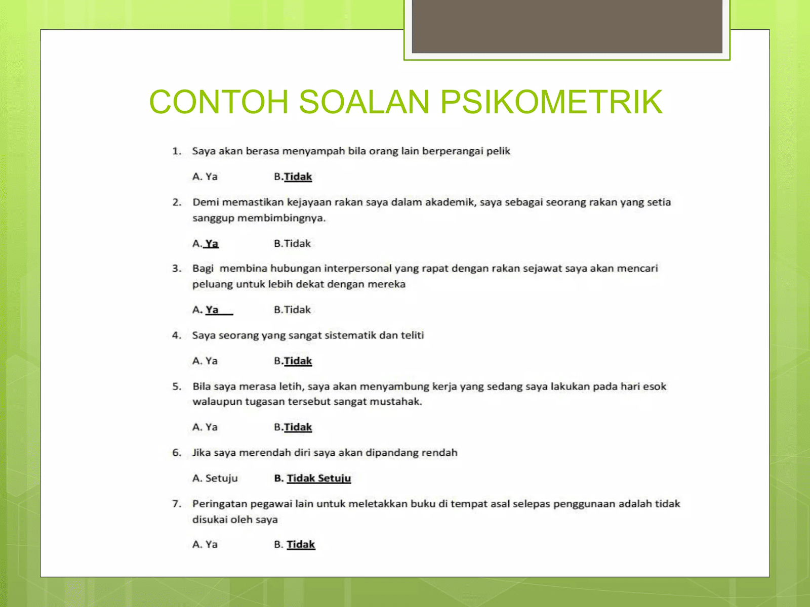 Pentaksiran Psikometrik Kpm Contoh Soalan Ujian Aptitud