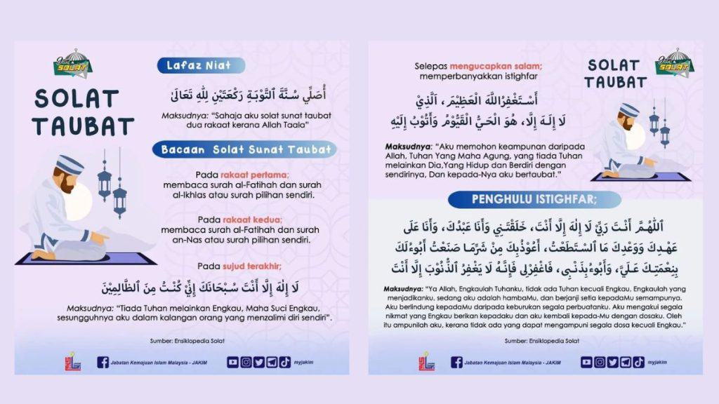 Solat Taubat Niat Cara Menunaikannya Doa Taubat JAKIM