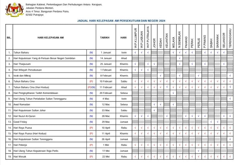 Selangor Public Holiday 2024 & School Holidays