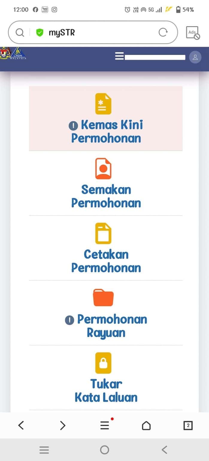 Kemaskini STR 2024 (Sumbangan Tunai Rahmah)