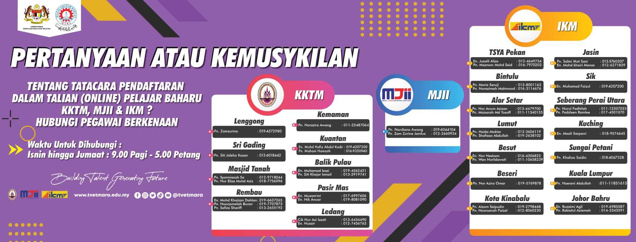 TVET MARA : Semakan Permohonan KKTM, MJII & IKM