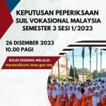 Keputusan Peperiksaan Sijil Vokasional Malaysia Semester 3 Sesi 1/2023