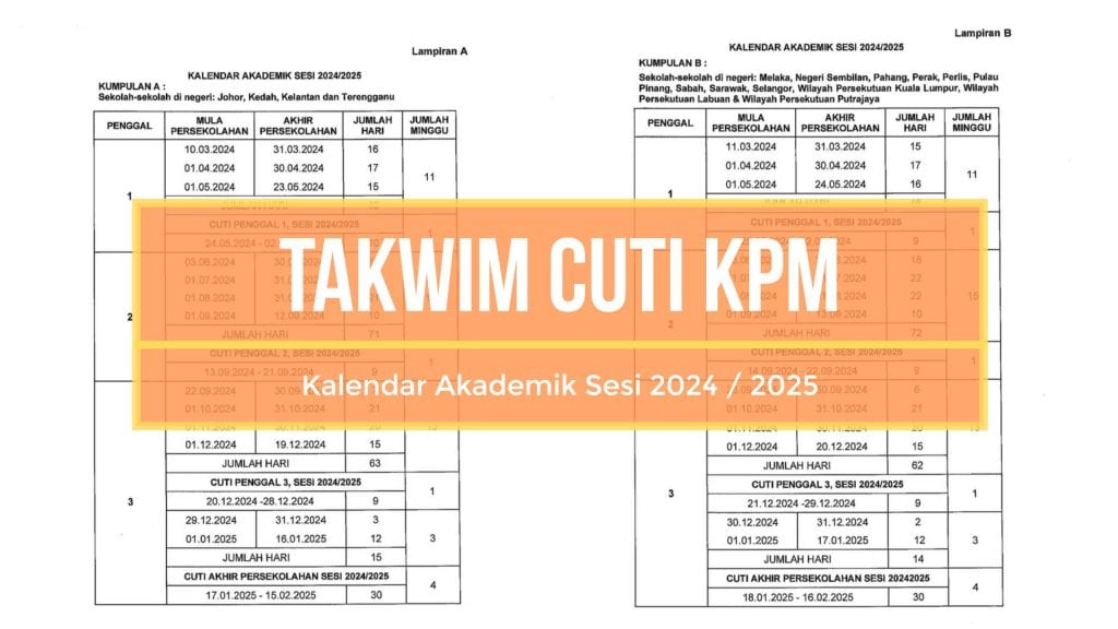 Takwim Cuti 2025 / 2025 & Kalendar Akademik Sekolah KPM