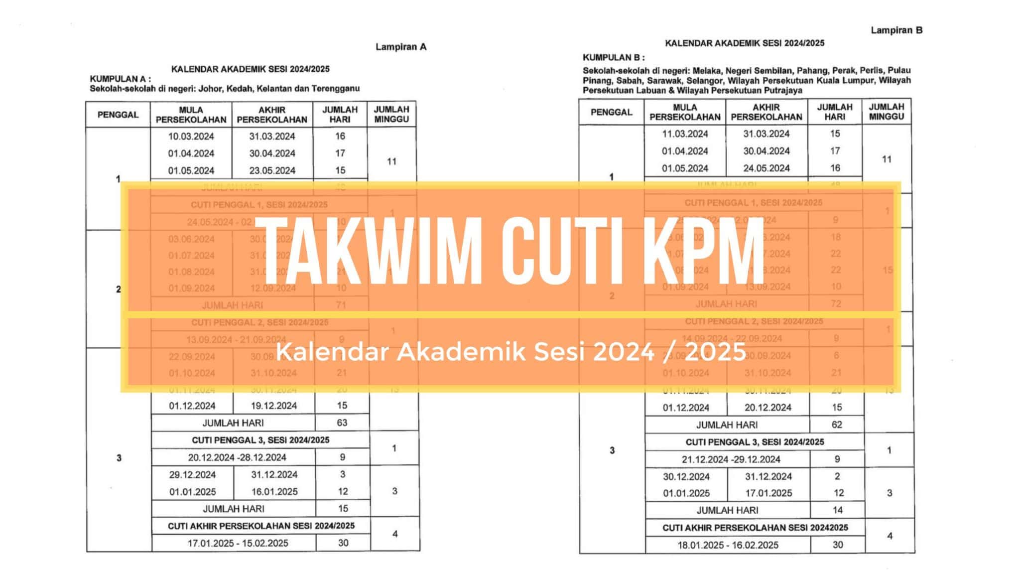 Takwim Cuti 2024 / 2025 & Kalendar Akademik Sekolah KPM