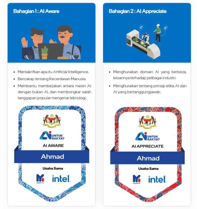 AI Untuk Rakyat - Daftar Modul & Jana Sijil Lencana Digital