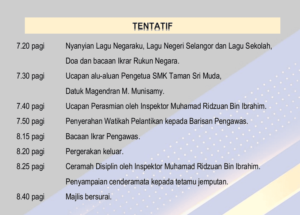 Contoh Tentatif Majlis