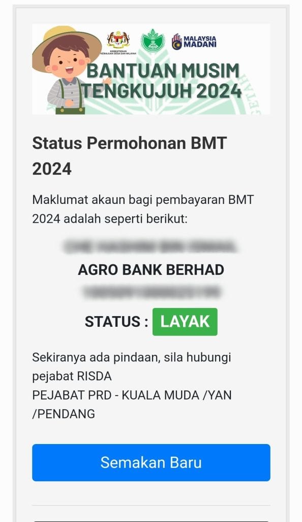 SEMAKAN BMT RISDA STATUS BAYARAN