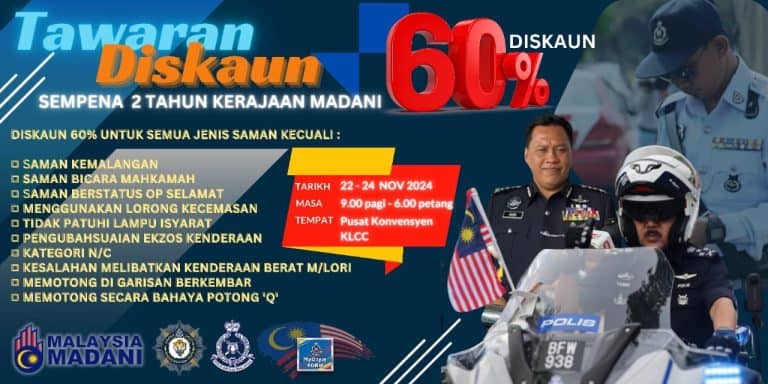 diskaun saman 60 % 22 november 2024 kerajaan madani