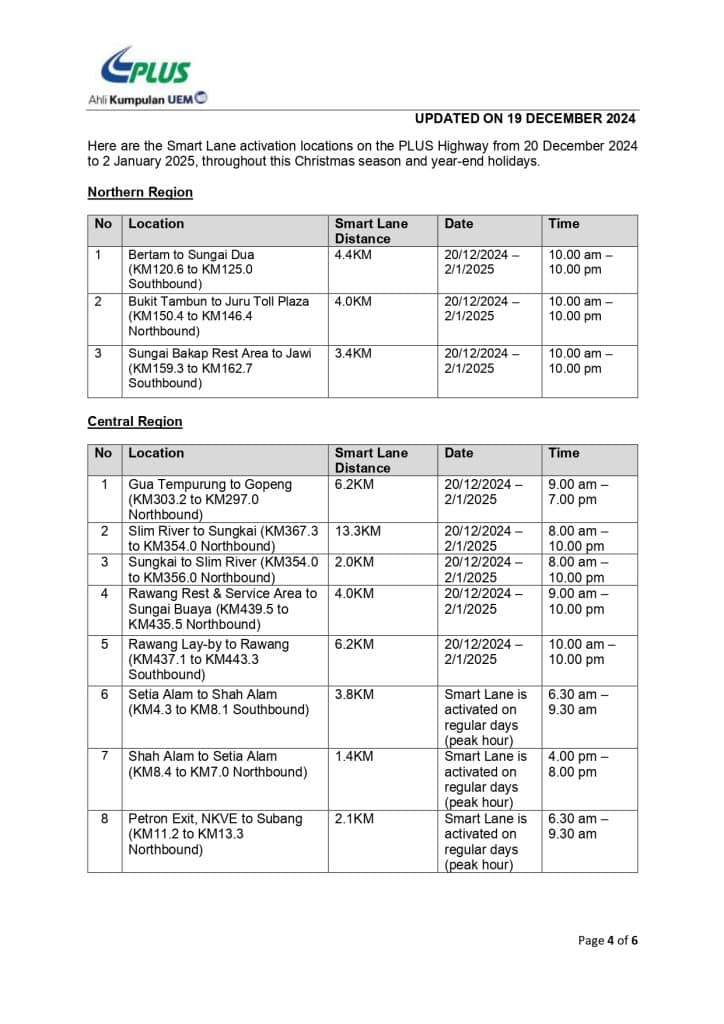 SMART Lane - 25 Lokasi Sempena Krismas & Tahun Baru 2025