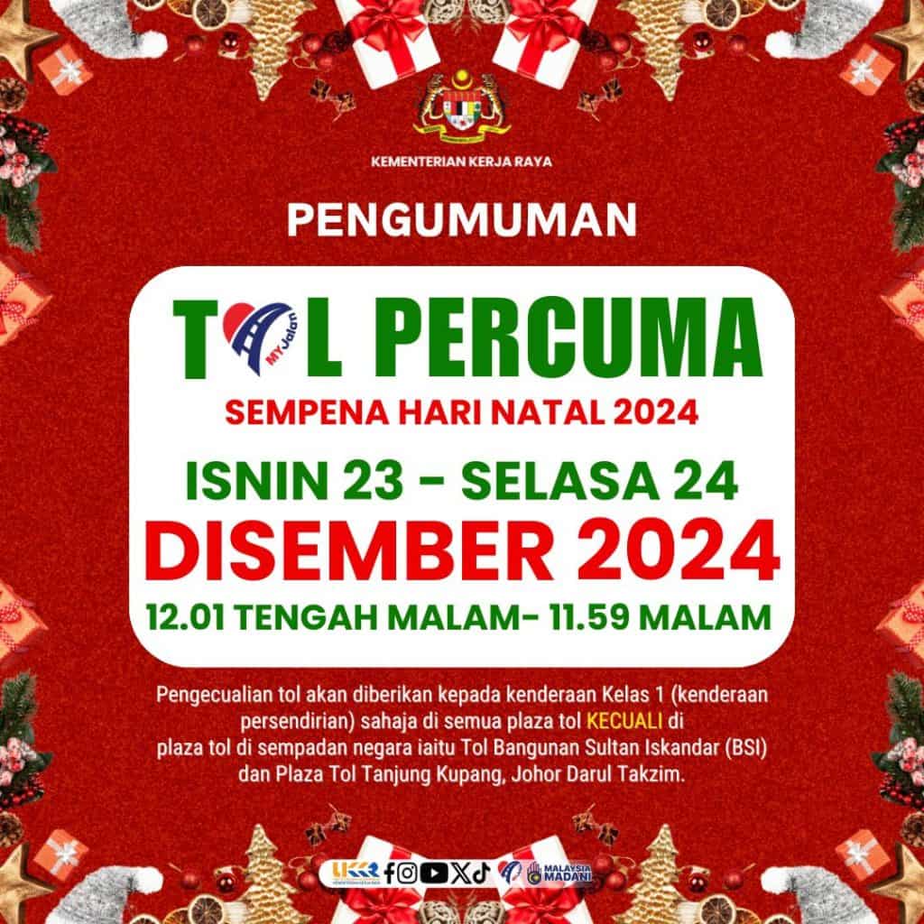 tol percuma krismas 2024