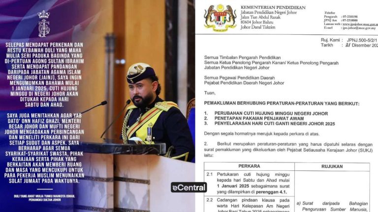 perubahan cuti hujung minggu Johor