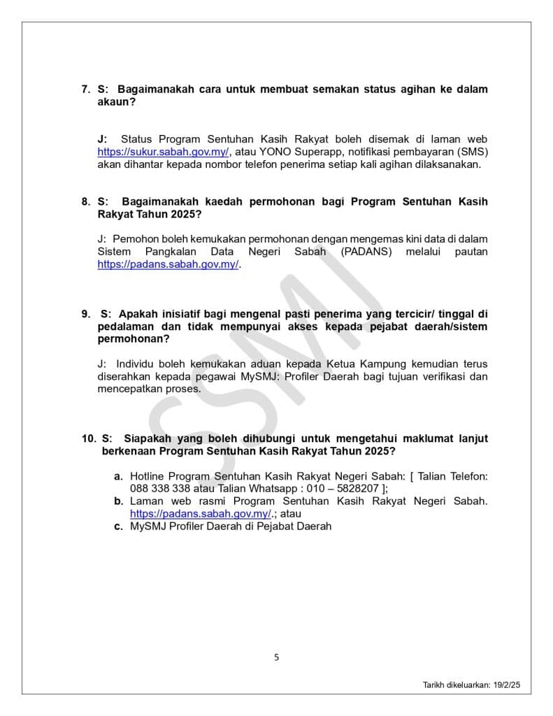 Program Sentuhan Kasih Rakyat Sabah SYUKUR 2025