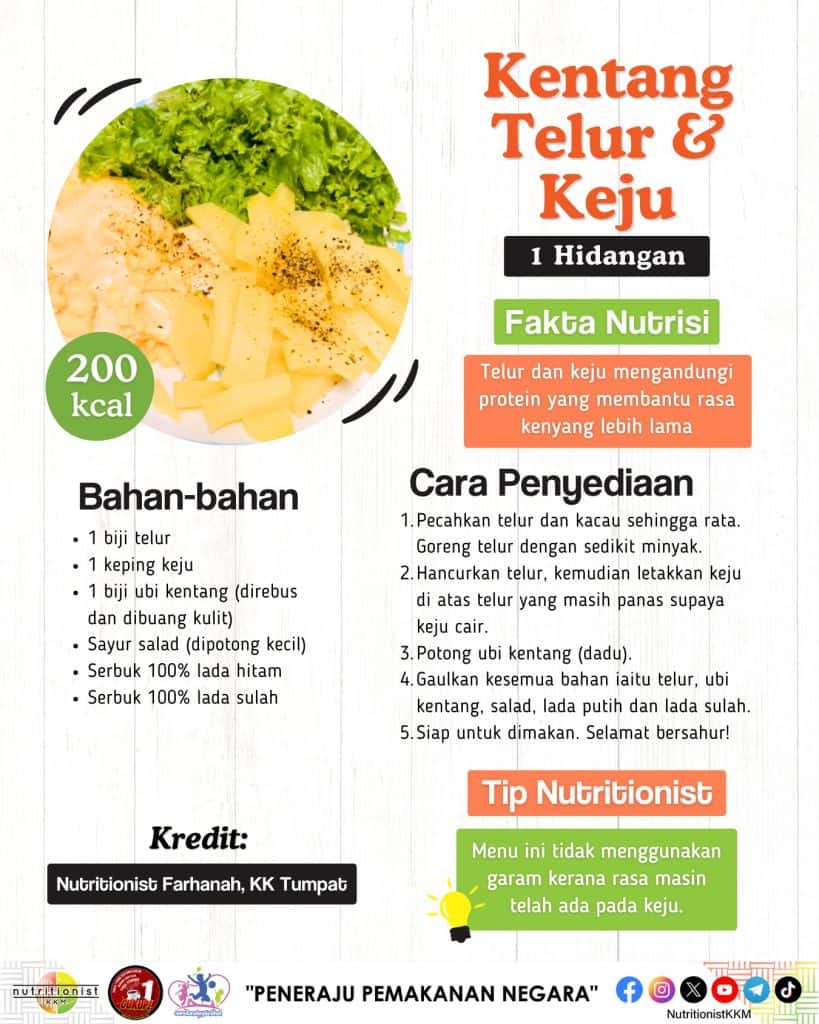 Menu Berbuka kentang telur keju