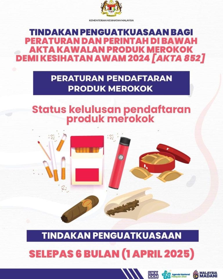 jualan secara terbuka rokok & vape diharamkan mulai 1 April 2025