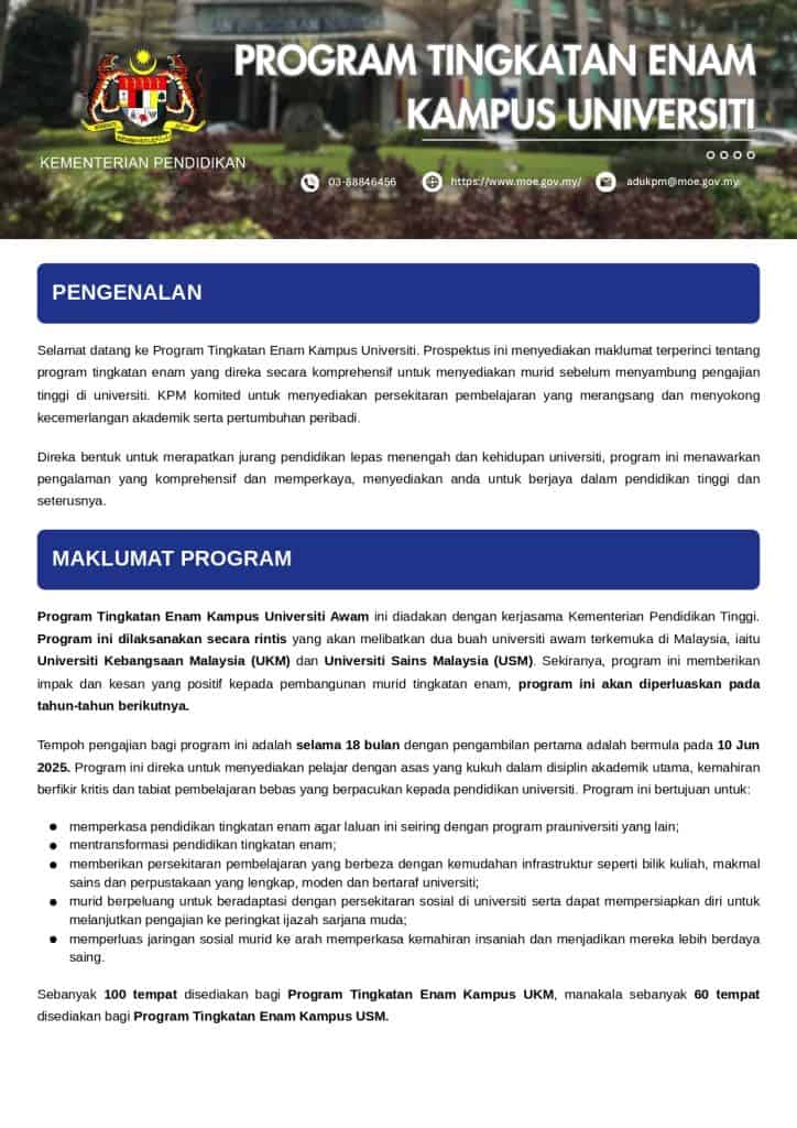 permohonan tingkatan 6