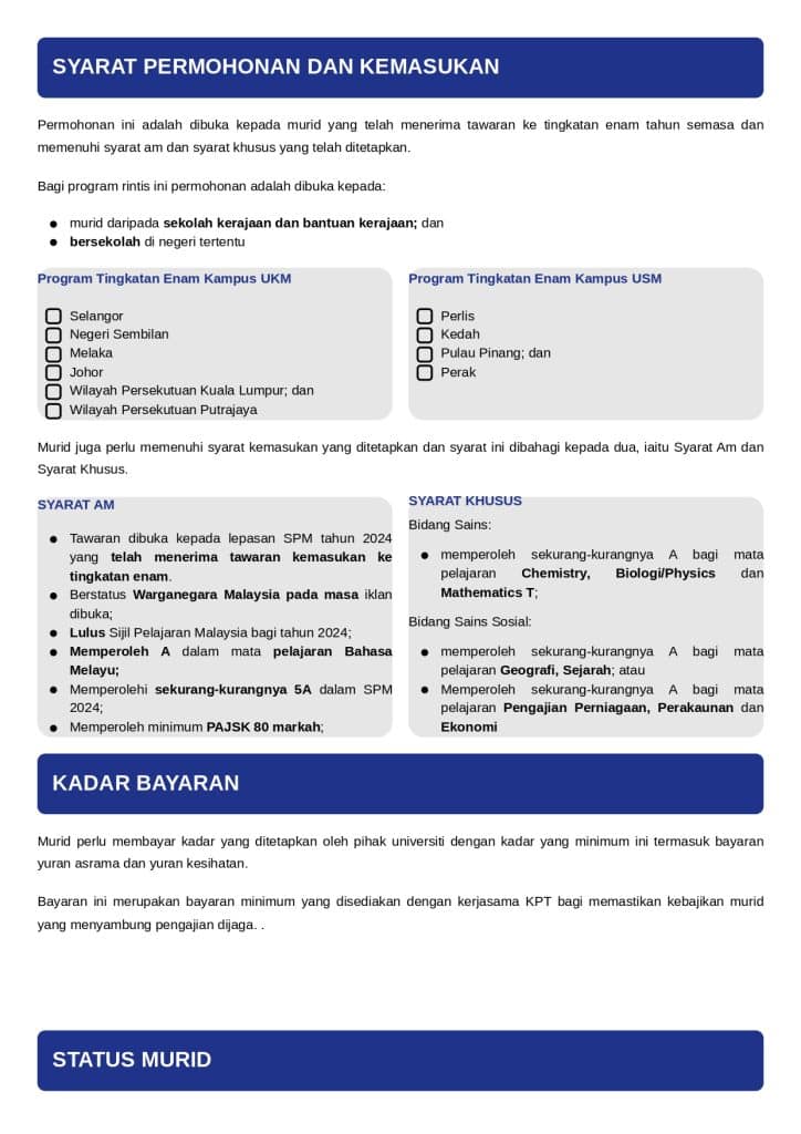 permohonan tingkatan 6