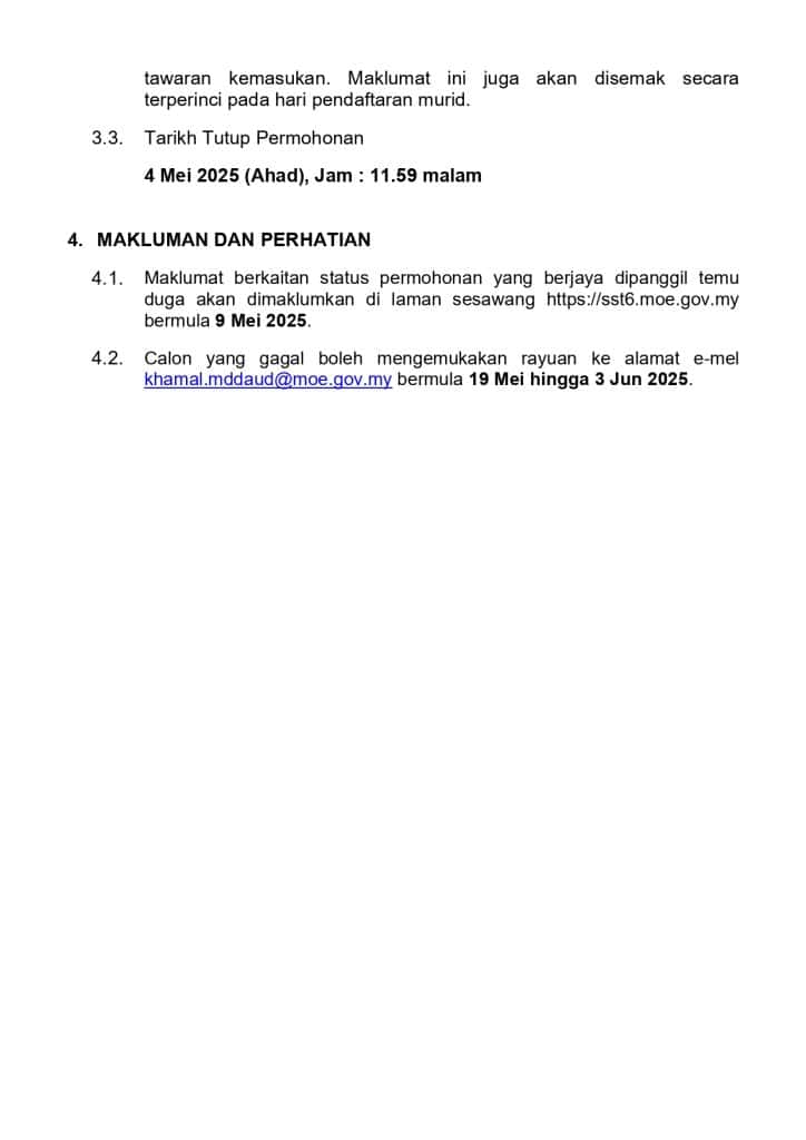 permohonan tingkatan 6